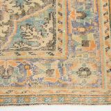 Medallion orange wool rug, beige orange vintage turkish rug 6x10 ft