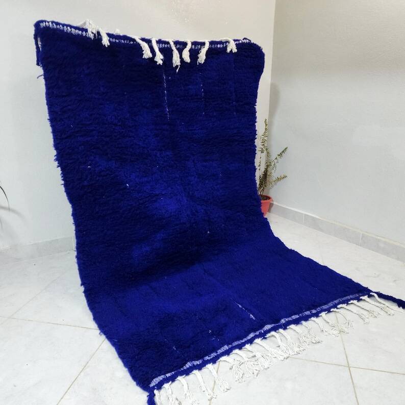Moroccan blue wool rug 250cm x 150cm
