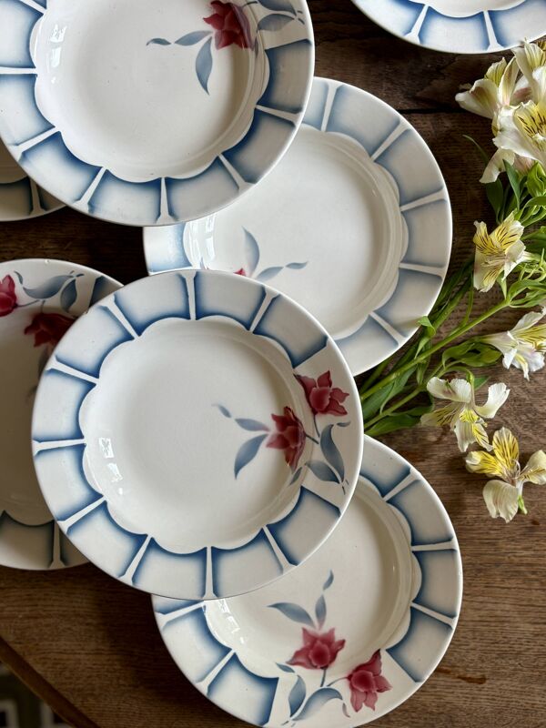 Lot de 10 assiettes creuses vintage de Digoin