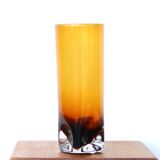 Amber glass vase, plucked base, 70s