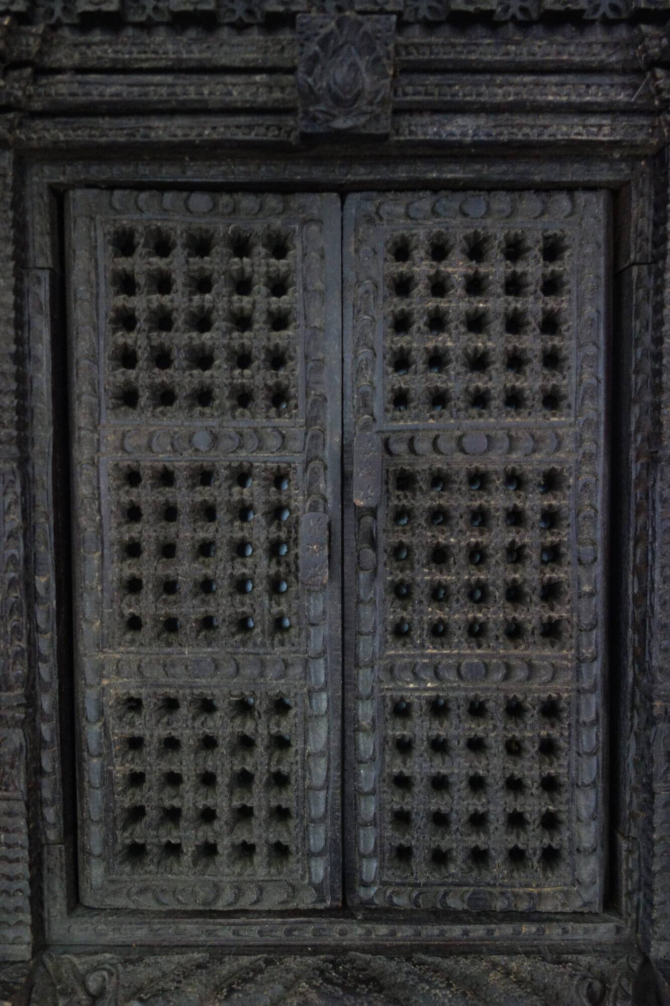 Old Newari Nepali window in carved wood
