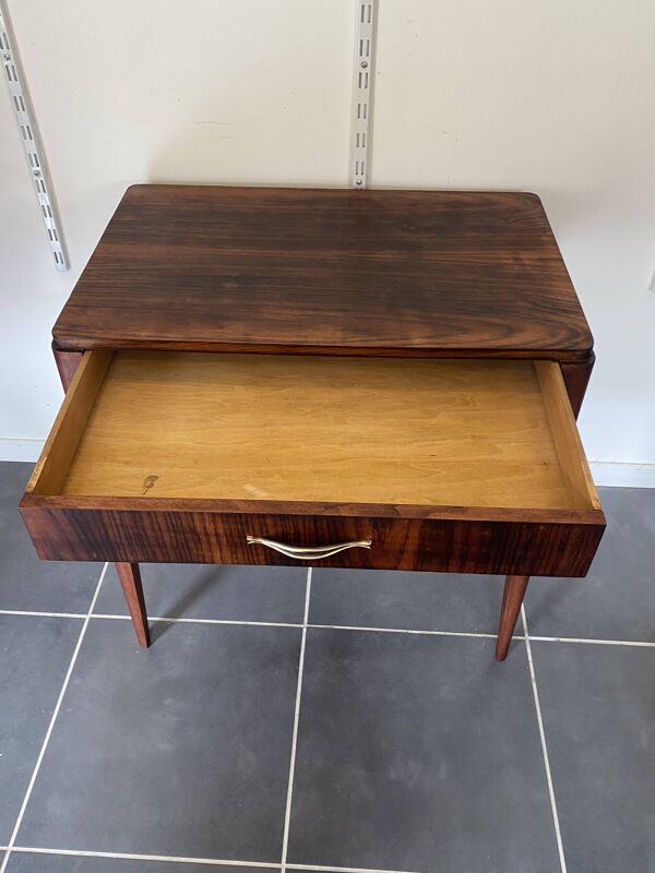 Table d’appoint, bureau 1 tiroir en placage de palissandre, 1950