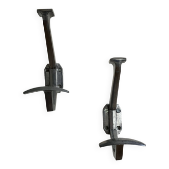 Pair of cast aluminum coat hooks - Model A