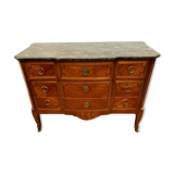 Transition style chest of drawers in rosewood and amaranth veneer, 20th century