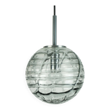 No. 1 of 2 - elegant doria pendant lamp clear and smoke grey glass 60s 70s