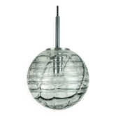 No. 1 of 2 - elegant doria pendant lamp clear and smoke grey glass 60s 70s
