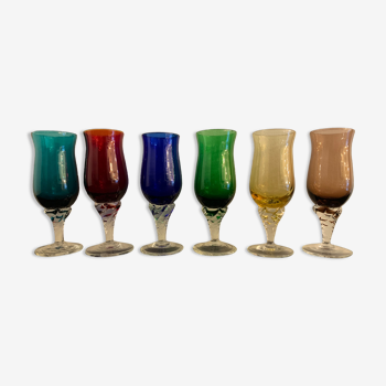 6 Murano glass digestive stemmed glasses