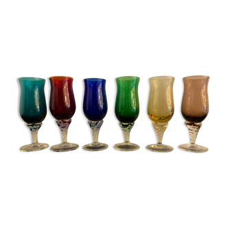 6 verres à pied à digestif en verre de Murano