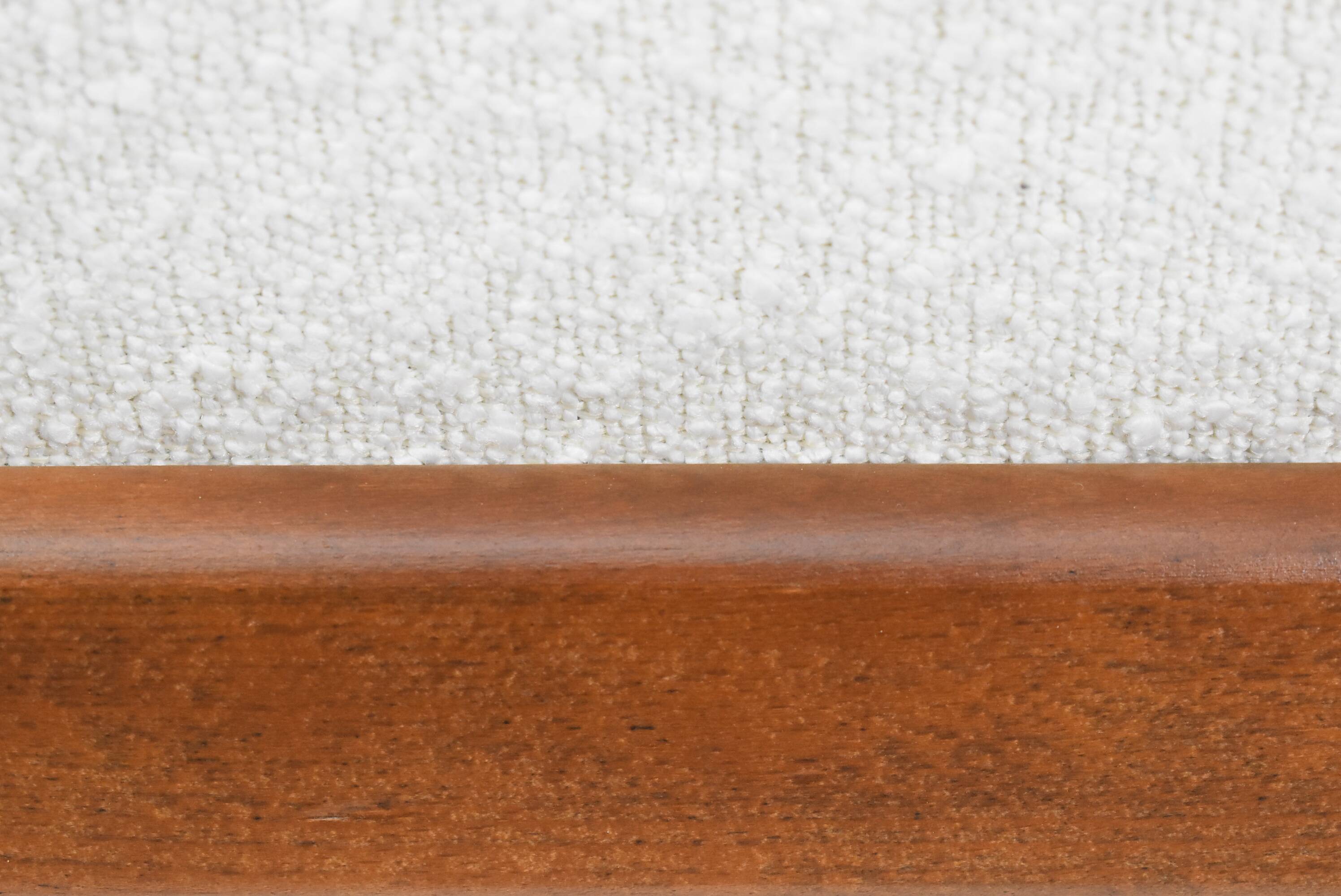 Original vintage armchair, 1960s, designer E.Homma, restored, white bouclé