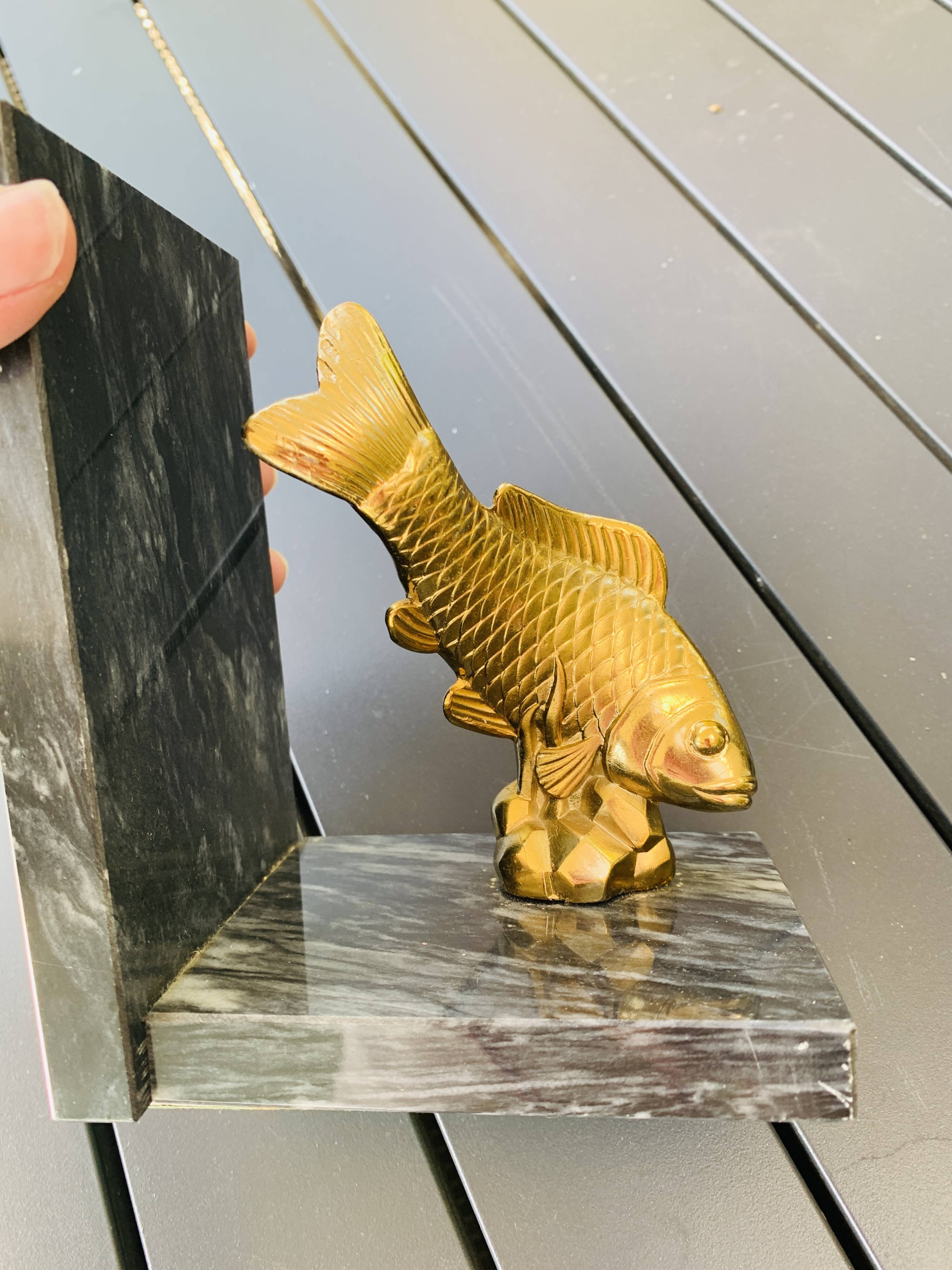 Pair of marble and brass bookends