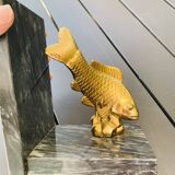 Pair of marble and brass bookends