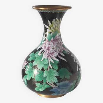 Art d'asie chine xx - vase bronze émaux cloisonnés - hauteur : 32 cms