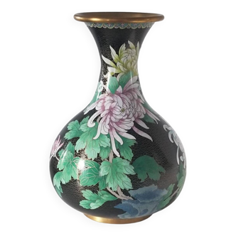 Art d'asie chine xx - vase bronze émaux cloisonnés - hauteur : 32 cms