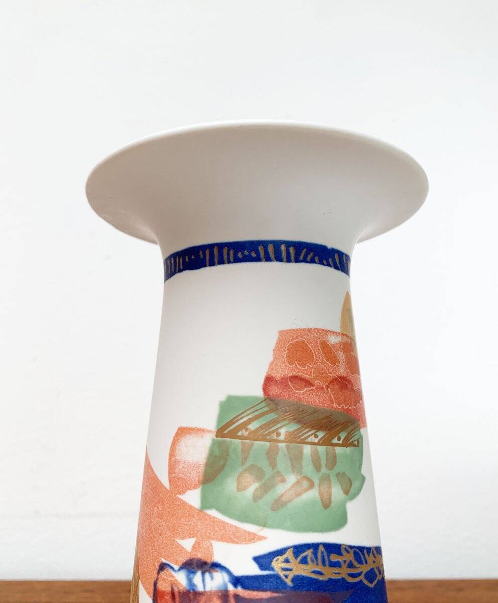 Vintage German ceramic vase Postmodern Alta Mira series by Gilbert Portanier for Rosenthal, 1980s.