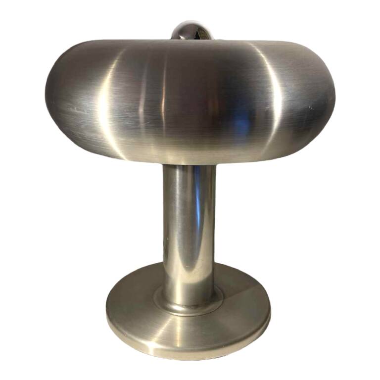 Lampe 'Donut' aluminium brossé, Design Space Age, ca 1960
