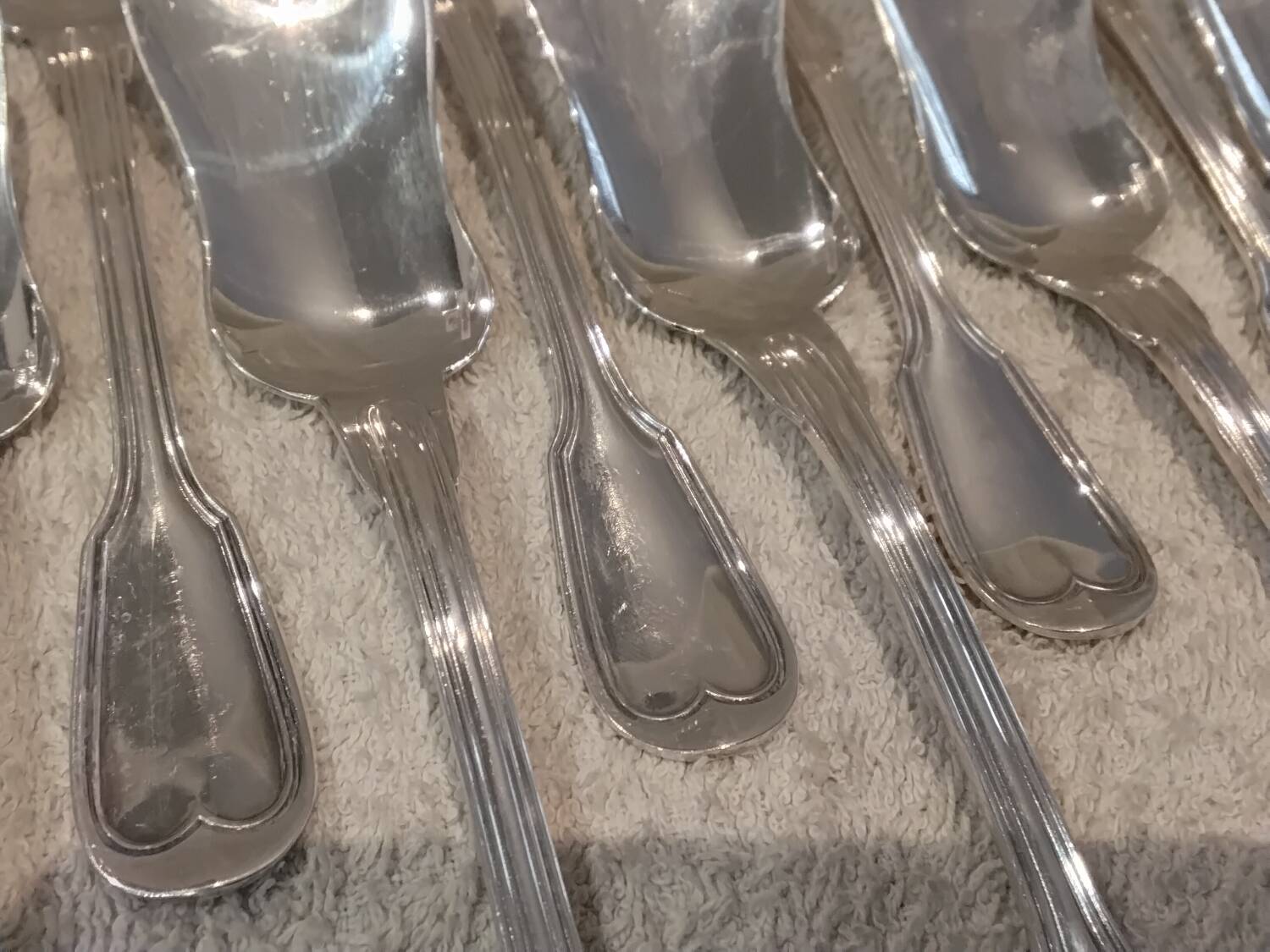 12 silver-plated metal ice cream scoops, Christofle silversmith, Chinon pattern