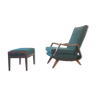Mid-century lounge chair and stool by A. A. Patijn for Poly-Z Joure, 1950s, Set of 2