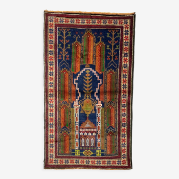 Tapis tribal afghan d'orient en laine fait main 148x84 cm