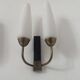 Pair of vintage double wall lights, brass and opaline, France 1950