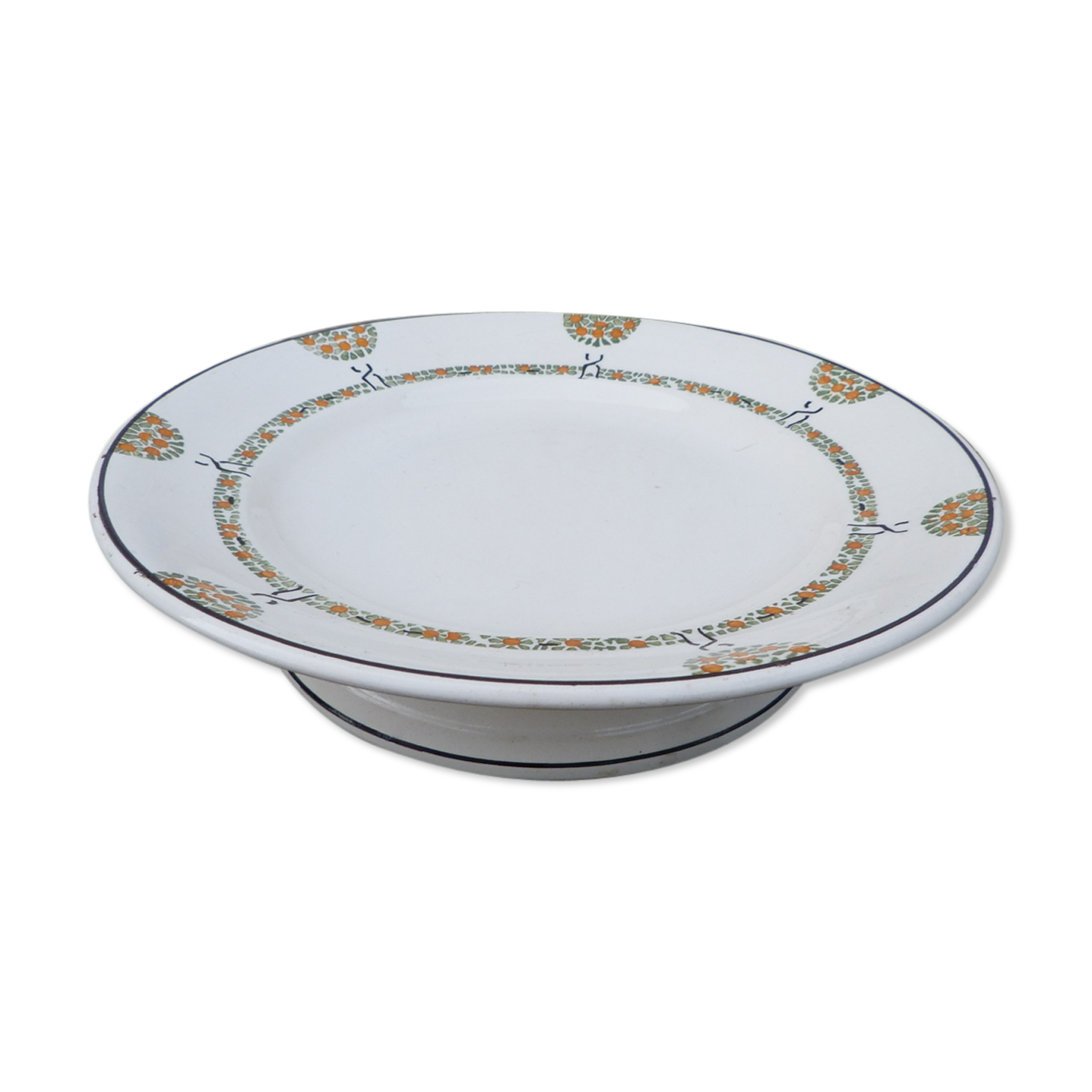 Art Deco Longwy compotier in ceramic tree motifs