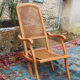 Fauteuil pliant canné en bois massif