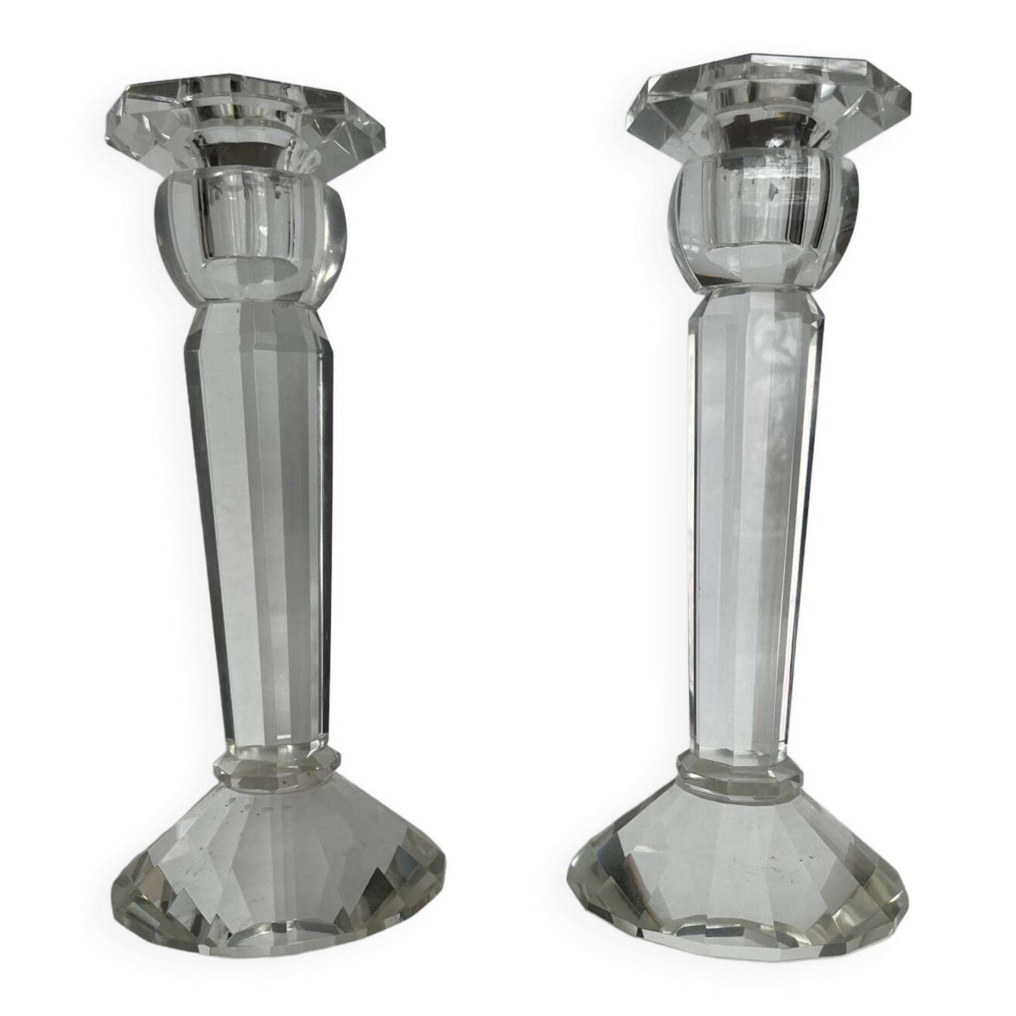 Pair of crystal candlesticks