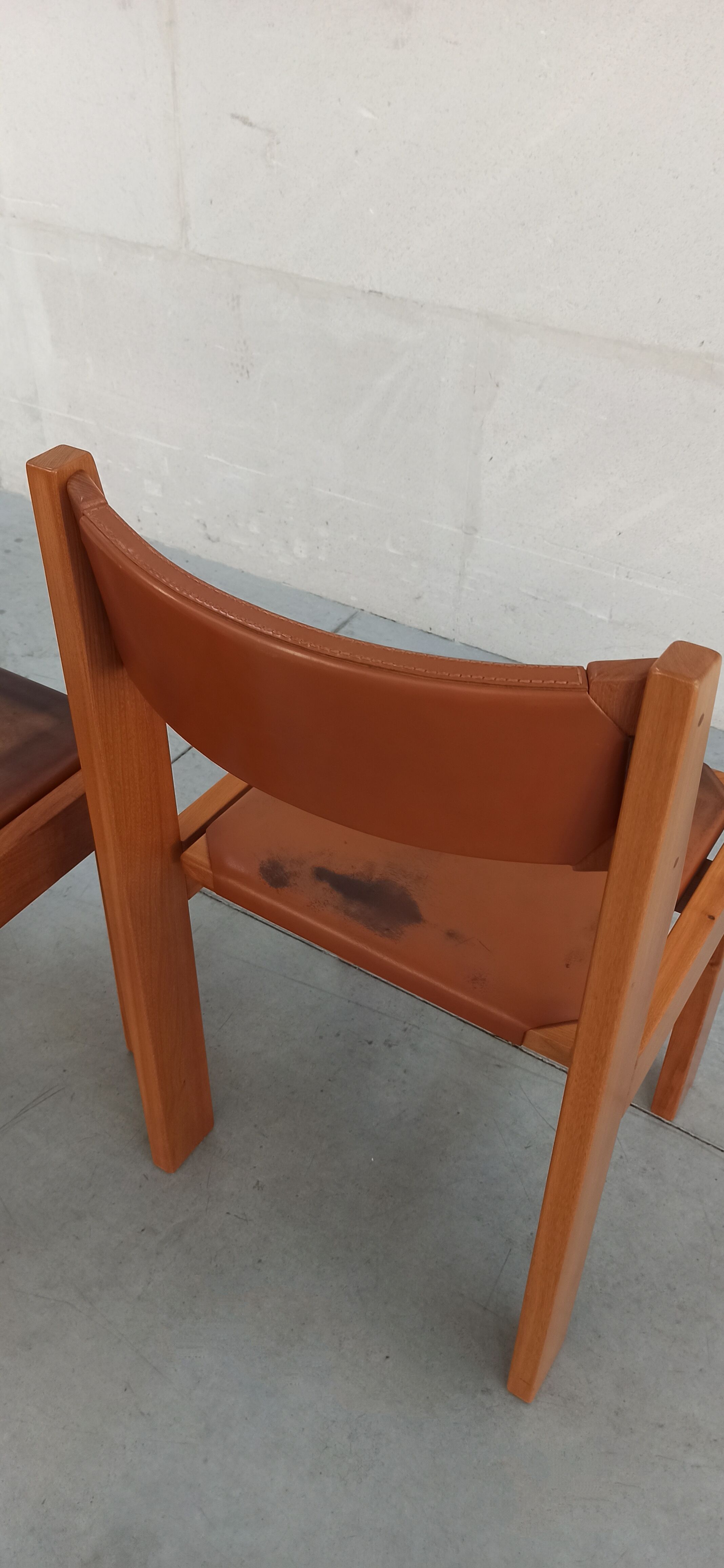 Elm and leather chairs, 80
