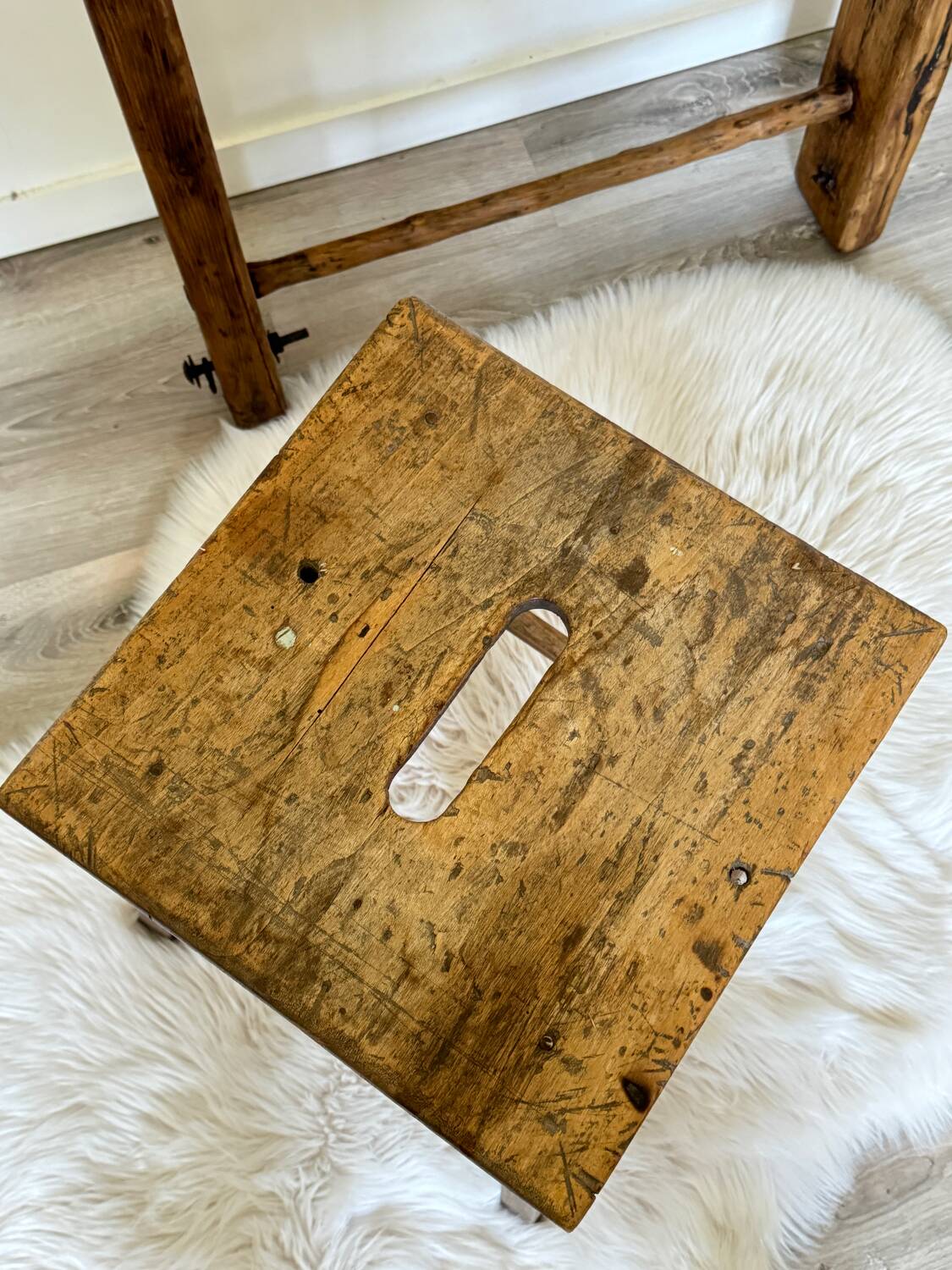 Old wooden painter's stool