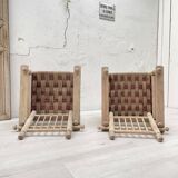 Pair of wooden armchairs and ropes
