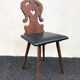 Lot de 4 chaises alsacienne bois et skaï bois sculpté art populaire, cuisine,salon, chalet