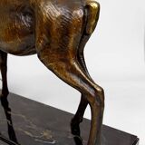 Importante Lampe Sculpturale en Bronze et Marbre, Cerf, Art Déco, France