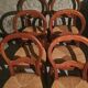 Set of 6 Louis-Philippe style chairs with a banded backrest.
