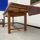 Solid pine table with its extension, 1950s