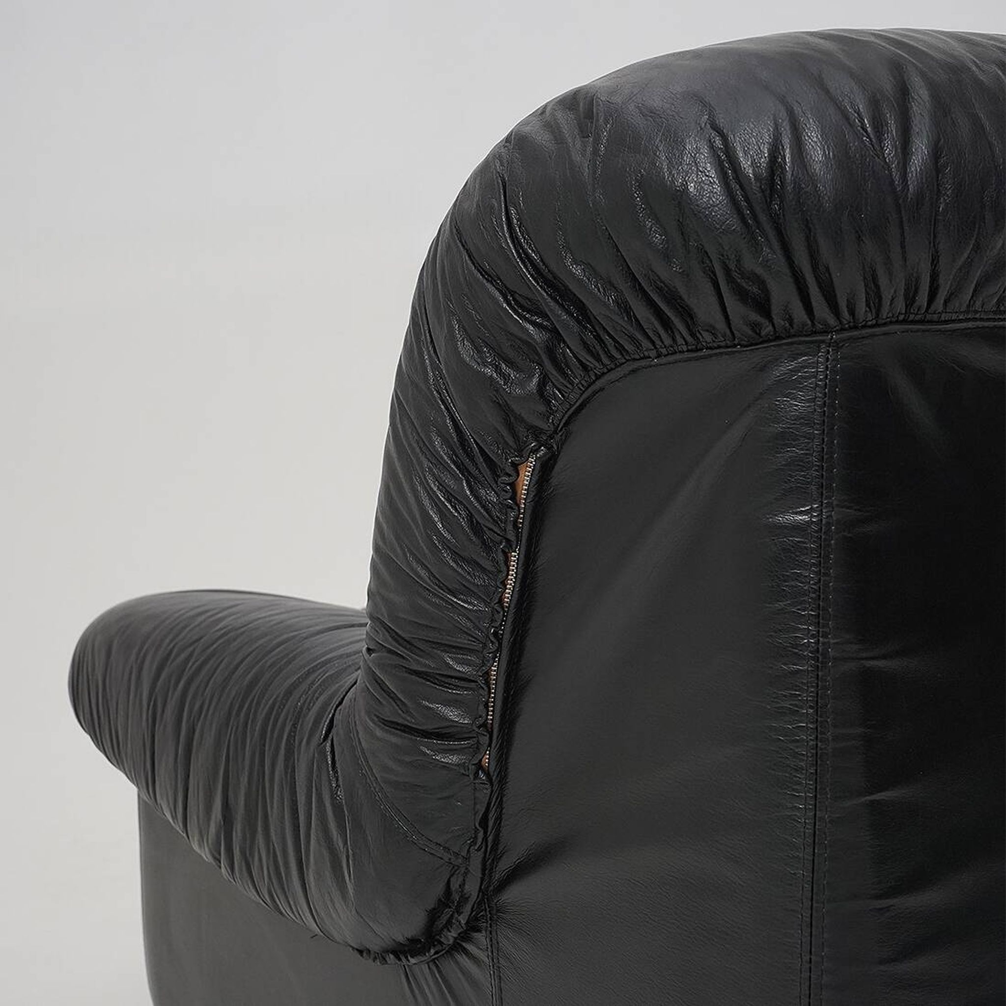 Modular black leather armchairs, 1970s