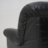 Modular black leather armchairs, 1970s