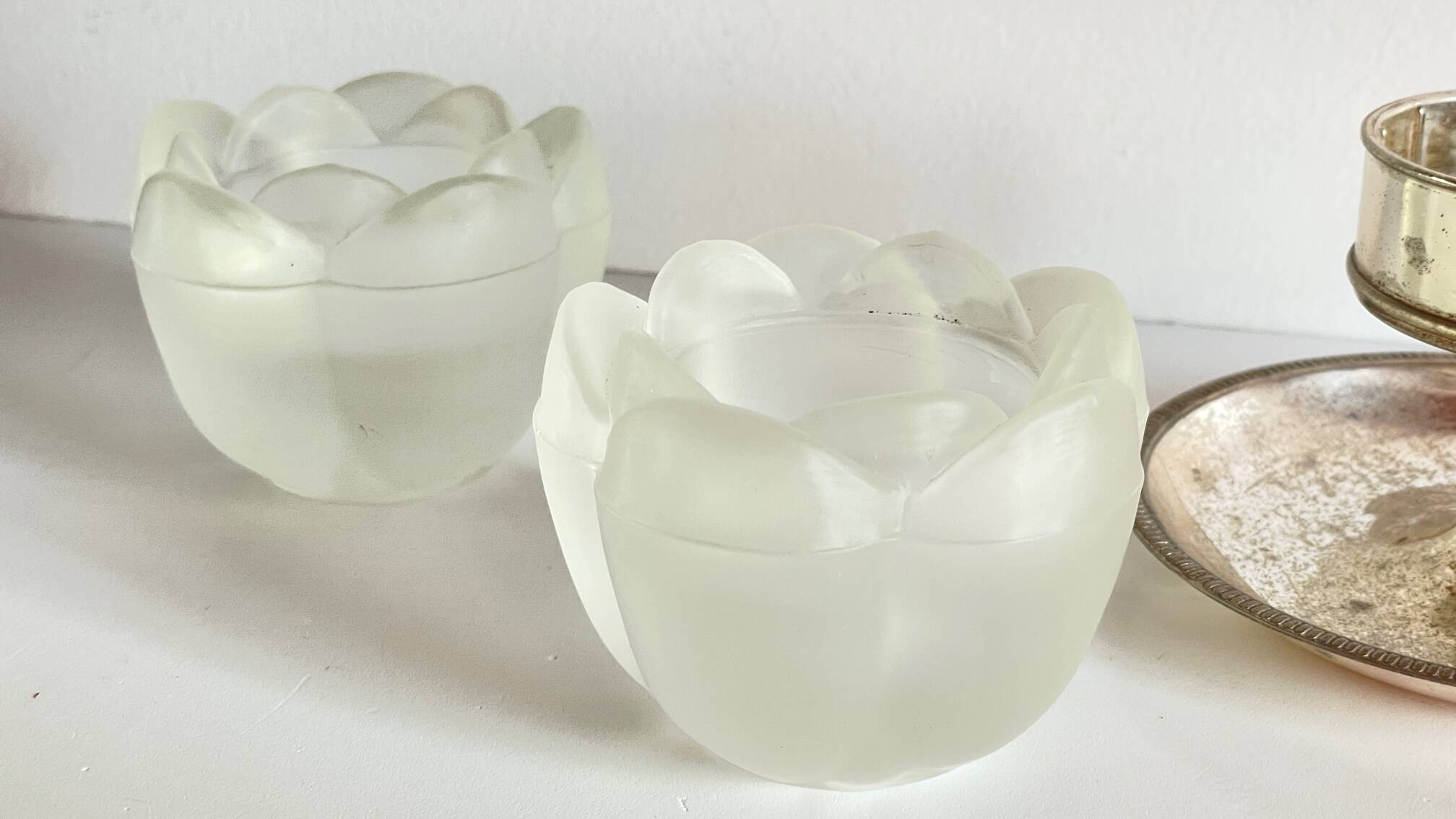 Vintage Silver Glass Candle Holder