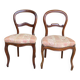 2 Louis Philippe chairs in curved solid wood and ecru fabric