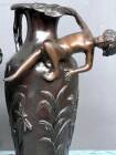 Pair of Art Nouveau vases in solid bronze.