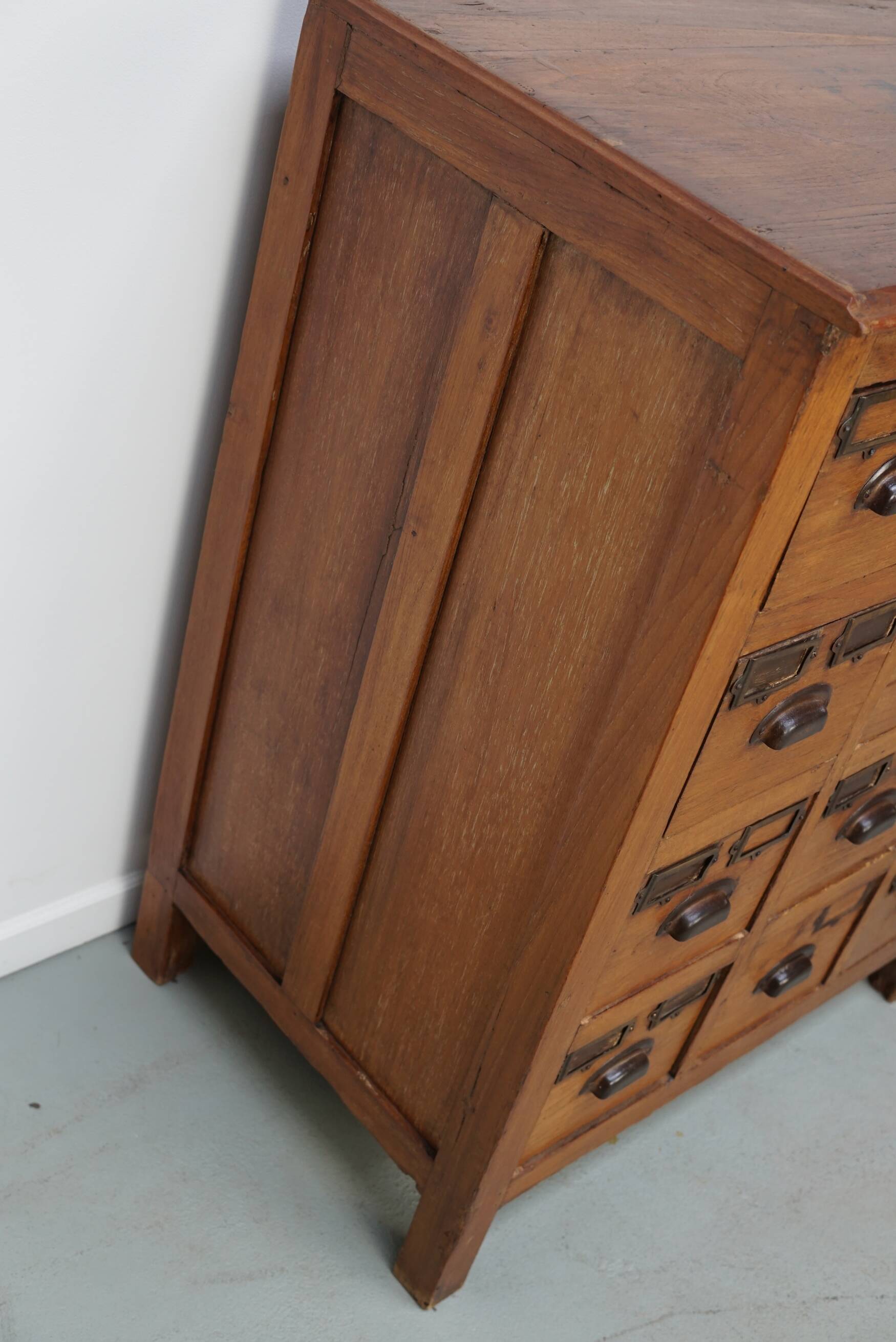 Vintage Dutch Teak Apothecary / Filing Cabinet, 1930s