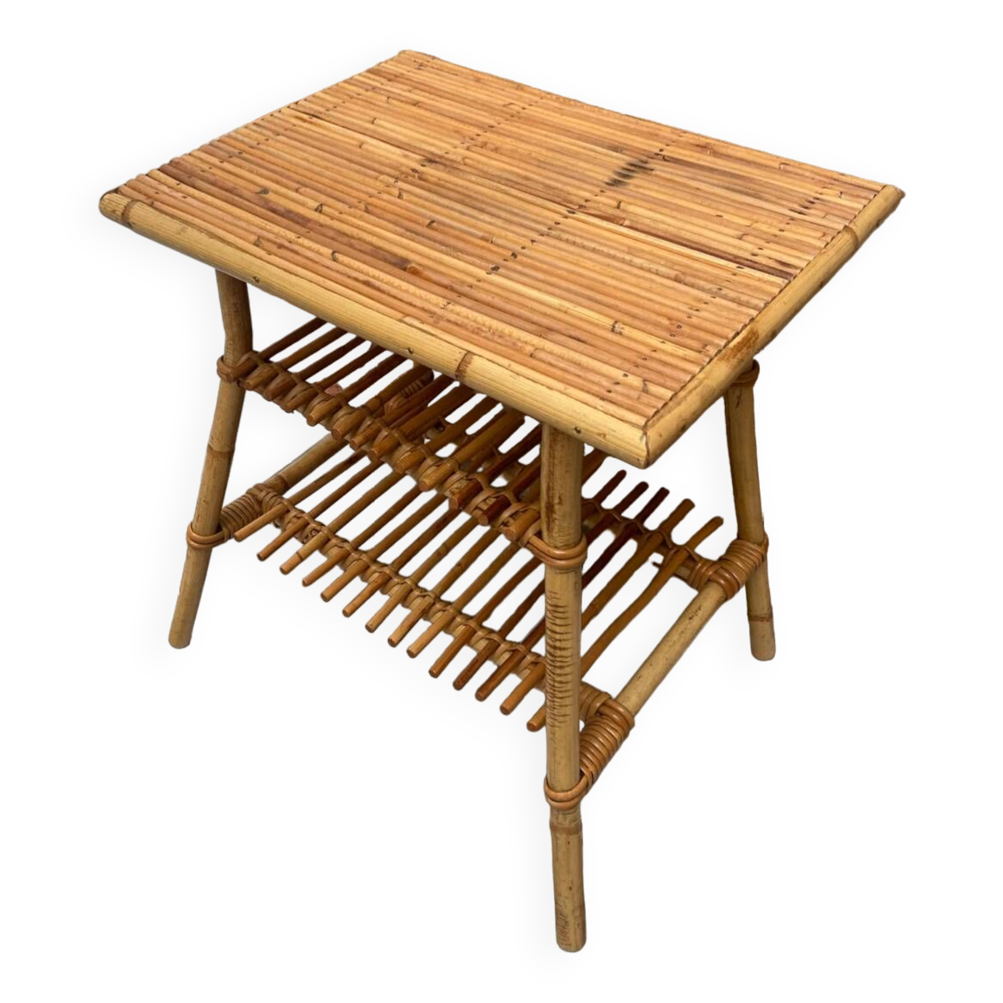 Small rattan coffee table attributed to Audoux Minet