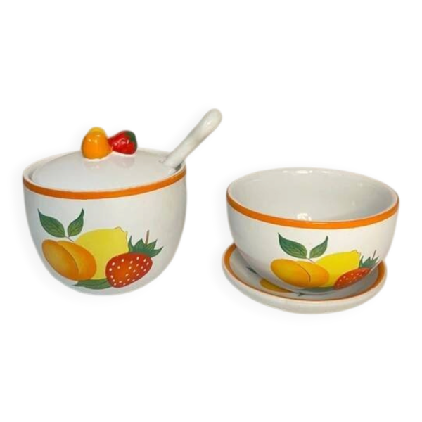 Ensemble vaisselle vintage – tasse avec coupelle & bocal à sucre