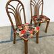 Set of 4 Rausch Rattan Curved Rattan Chairs - Floral Velvet Seats