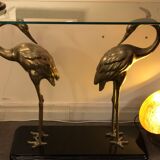 70s gilded brass wader console