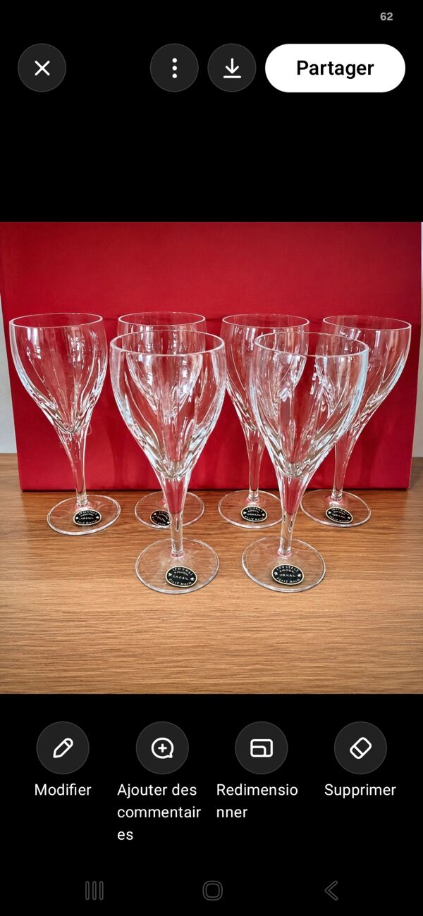 Coffret de 6 verres à vin en cristal de Lorraine neuf