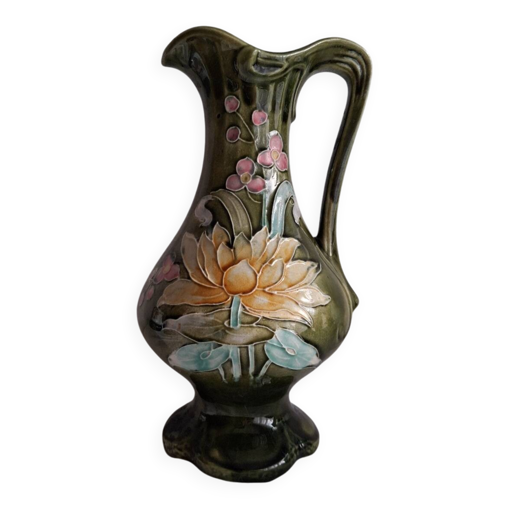 Art Nouveau pitcher in slipware