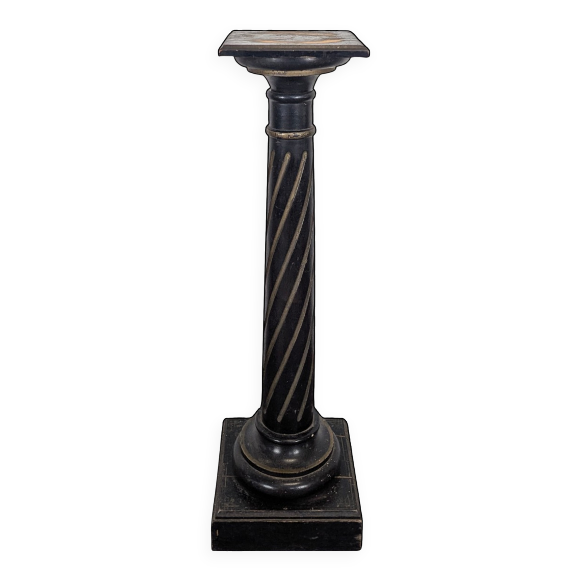 Napoleon III side table in blackened wood with a twisted column.