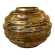 Large Art Deco round vase in amber glass signed Fains, circa 1930.
