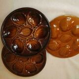 Set of 6 Vintage French Majolica Oyster Plates by St Clements France
