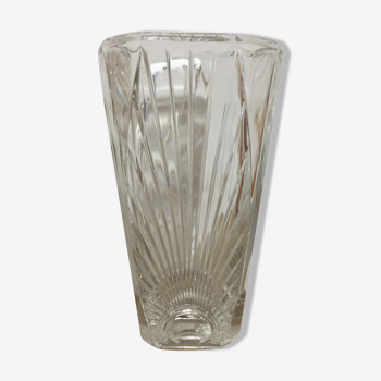 Vase Art Déco soleil en verre épais