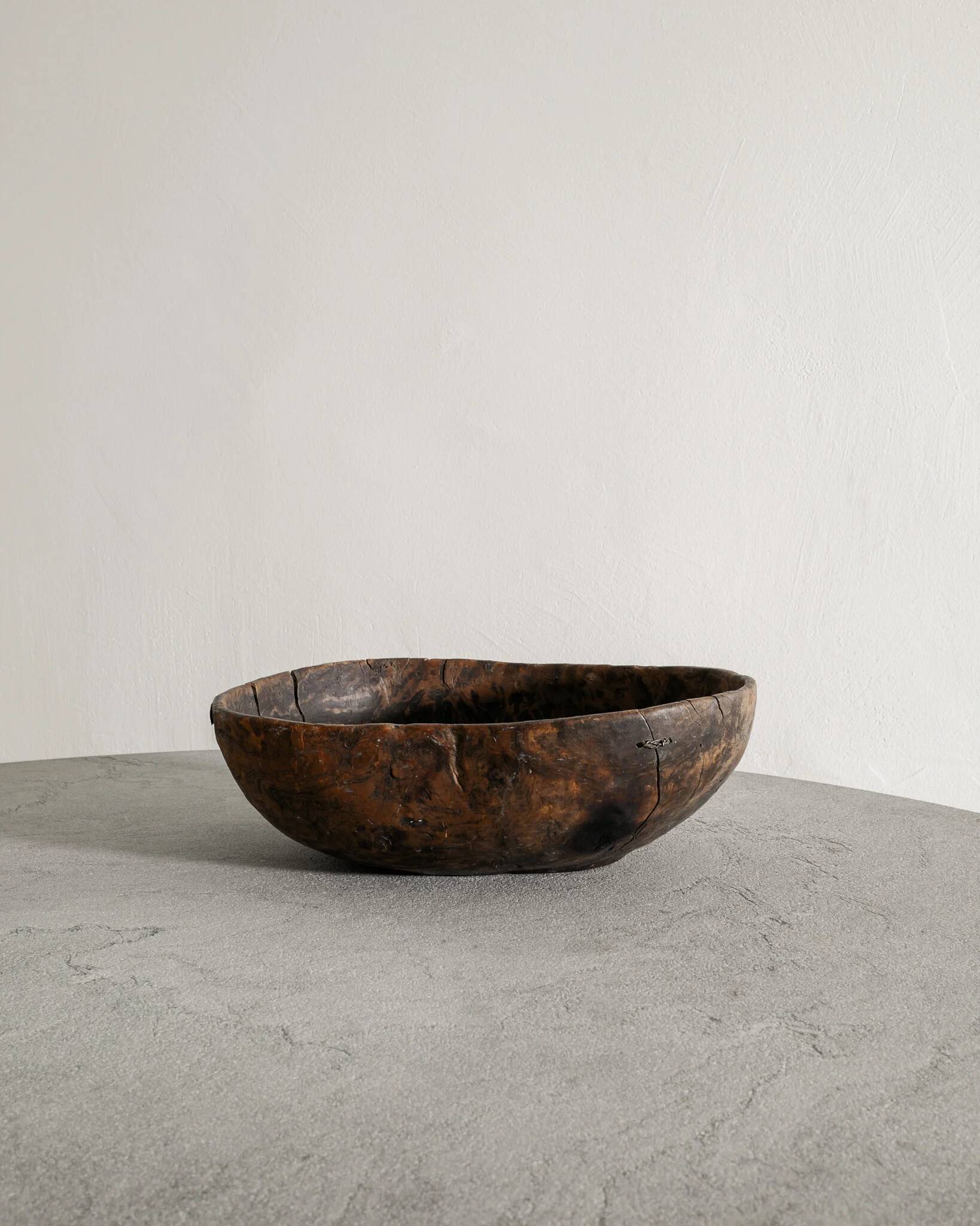 Vintage Antique Swedish Dark Brown Wooden Bowl, 1700s